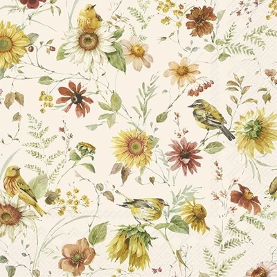 IHR-L1087060 Szalvéta 33*33cm Late summer beauties Cream