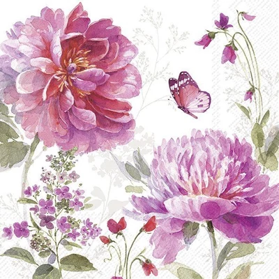 IHR-L1091490 Szalvéta 33*33cm JARDIN ROSE white