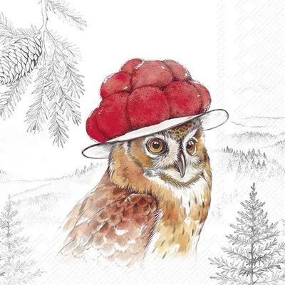 IHR-L1097400 Szalvéta 33*33cm BLACK FOREST OWL