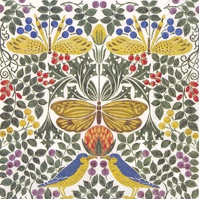 IHR-L730500 Szalvéta 33*33cm Birds and butterflies (V&amp;A)