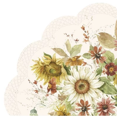 IHR-R1086960 Rondo szalvéta Ø34cm Late summer flowers Cream