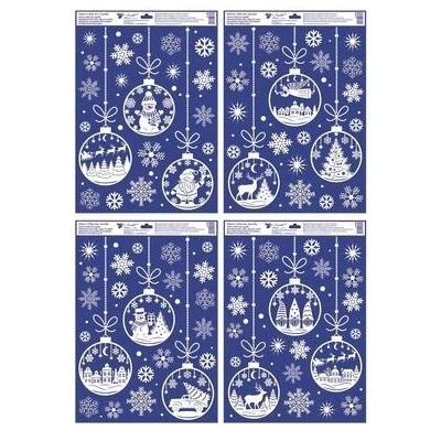 KA-292 Ablakmatrica- ragasztó nélküli, sztatikus, 35 x 50 cm, csillámos díszek