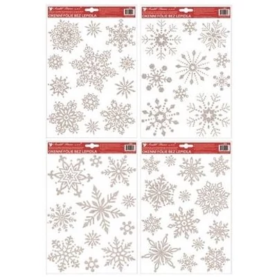 KA-451 Ablakmatrica- ragasztó nélküli, sztatikus, 28 x 22 cm, ezüst hópehely