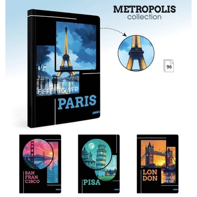 LA-3072 Füzet kemény fedeles A/4 96lap METROPOLIS'25 kockás