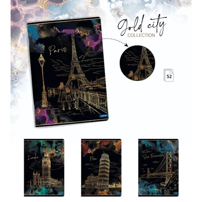 LA-33311 Füzet A/5 52lap GOLD CITY vonalas
