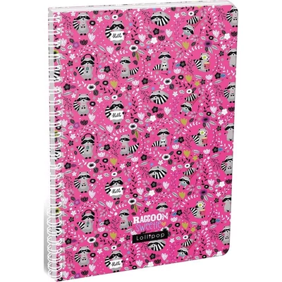 LC-21893852 Füzet spirál A4 kockás Lollipop, Raccoon