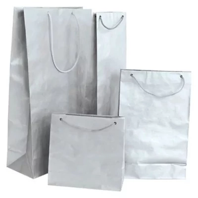 LC-22055699 Dísztasak L nátron Ezüst 26*10*35cm zsinórfüles