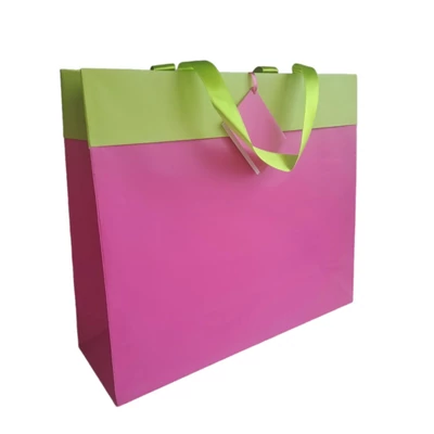 LC-9389 Dísztasak Bicolour Rózsaszín-Lime 37*32cm