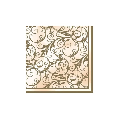 PM-001702 Papírszalvéta mintás Maki 33*33cm Krém szín, arany indákkal