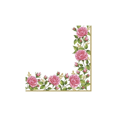 PM-025501 Papírszalvéta mintás Daisy 33*33cm Rózsa keretes