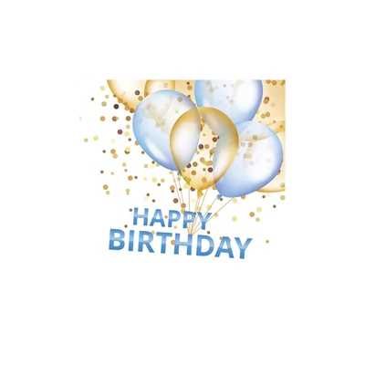 PM-055402 Papírszalvéta mintás Maki 33*33cm Happy Birthday Kék-Arany