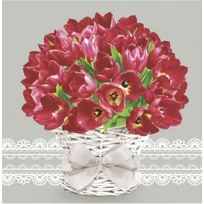 PM-05601 Papírszalvéta mintás Daisy 33*33cm Tulipán kosár