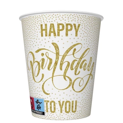 PM-KM01_055101 Papírpohár 8*250ml Happy Birthday to you