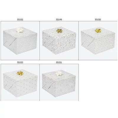 PM-P2OG_22 Csomagolópapír 200*70cm Pol-Mak Fehér alapon arany/ezüst mintás 50db