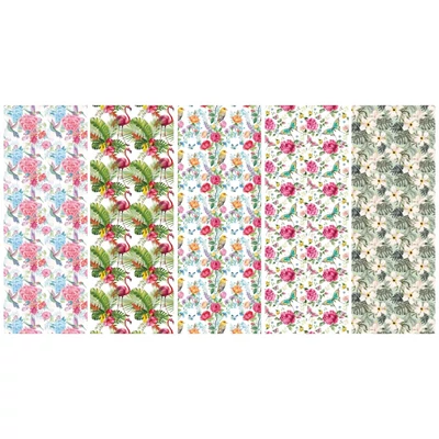 PM-P2_KRAFT_OG_6 Csomagolópapír 200*70cm Pol-Mak Virágok és madarak 50db