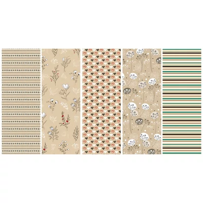 PM-P2_KRAFT_OG_7/1 Csomagolópapír 200*70cm Pol-Mak Virágok, szívek 1db