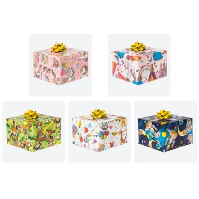 PM-P2_OG_25 Csomagolópapír 50db 200*70cm Pol-Mak (űrhajó, kutyus, party, hercegnő, egyszarvú)