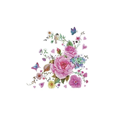 PM-SDOG_025701 Papírszalvéta mintás Daisy 33*33cm Rózsák pillangóval