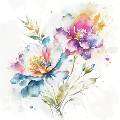 PM-SDOG_041201 Papírszalvéta mintás Daisy 33*33cm Akvarell virágos