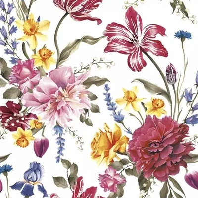 PM-SDOG_044601 Papírszalvéta mintás Daisy 33*33cm Vegyes virágok