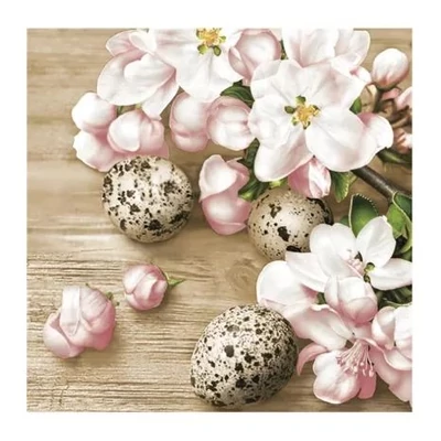 PM-SDWL-010501 Papírszalvéta mintás Daisy 33*33cm Fürj tojás klematisszal