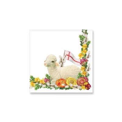 PM-SDWL_001001 Papírszalvéta mintás Daisy 33*33cm Húsvéti bárány virágokkal
