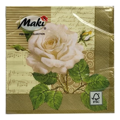 PM-SLOG-002901 Papírszalvéta mintás Maki 33*33cm Rózsa arany háttérrel