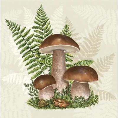 PM-SLOG_047101 Papírszalvéta mintás Maki 33*33cm Gombák