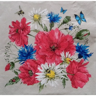 PM-SLOG_053601 Papaírszalvéta mintás Maki 33*33cm Vadvirágok