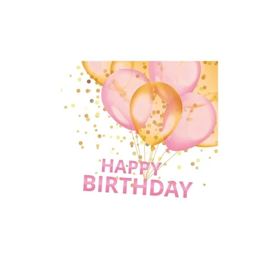 PM-SLOG_055403 Papírszalvéta mintás Maki 33*33cm Happy Birthday Pink-Arany