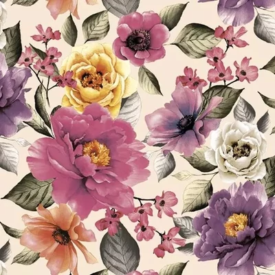 PM-SLOG_061701 Papírszalvéta mintás Maki 33*33cm Virág Mix