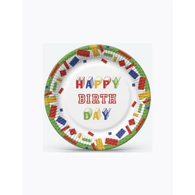 PM-TD02_028201 Papírtányér 22,7cm 8db Happy Birthday LEgo