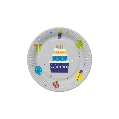 PM-TD02_038301 Papírtányér 22,7cm 8db Szülinapi torta