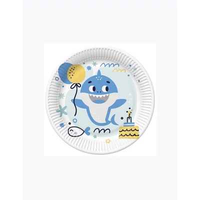 PM-TD02_045001 Papírtányér 22,7cm 8db Cápás
