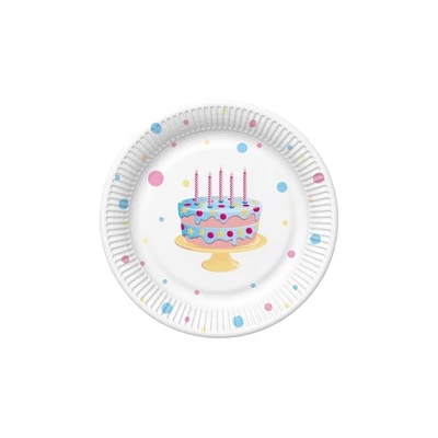 PM-TM02_053101 Papírtányér 22,7cm 8db Szülinapi tortás