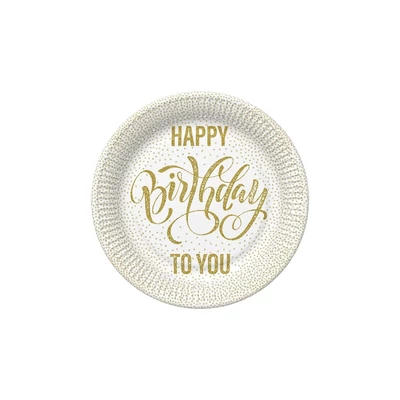 PM-TM02_055101 Papírtányér 22,7cm 8db Happy Birthday to you