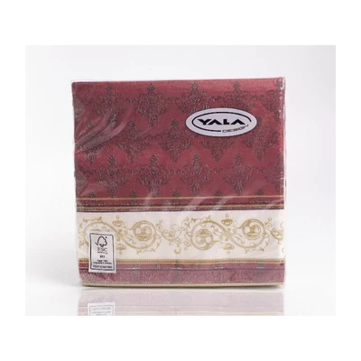 QX-343342 Papírszalvéta Yala 33*33cm Bordó mintás