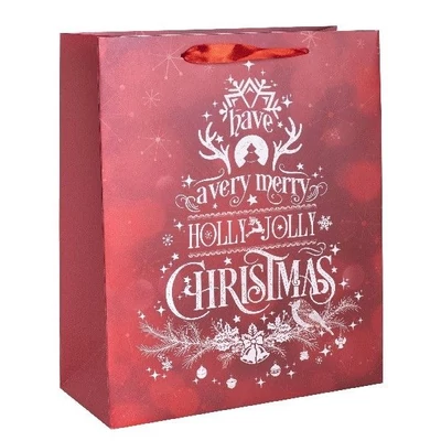 QX-349407 Karácsonyi papírtasak Merry Christmas L 26*32cm