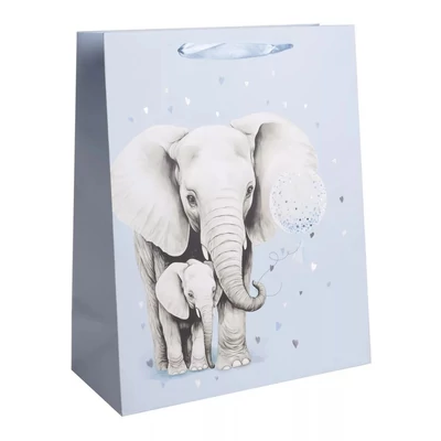 QX-370344 Papírtasak Kék elefántos XL 31*42cm