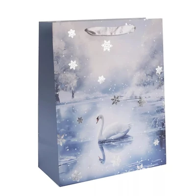 QX-370370 Karácsonyi papírtasak Hattyú a tavon M 18*23cm