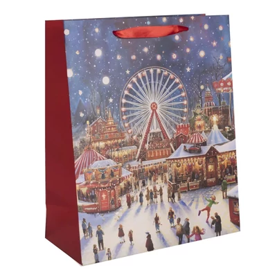 QX-370405 Karácsonyi papírtasak Kari vásár L 26*32cm