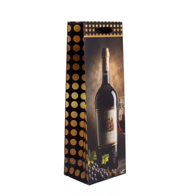 QX-370628 Papírtasak Díszes borosüveg - Boros 12*36cm