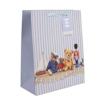 QX-370631 Papírtasak Nosztalgia macik, diótörő M 18*23cm