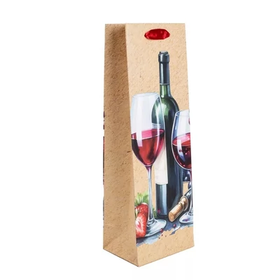 QX-370790 Papírtasak Vörösbor 2 pohárban B 12*36cm