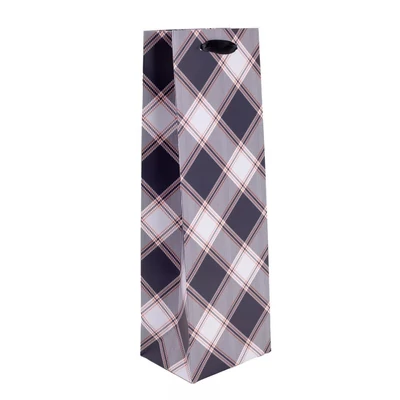 QX-370794 Papírtasak Szürke, fekete kockás B 12*36cm