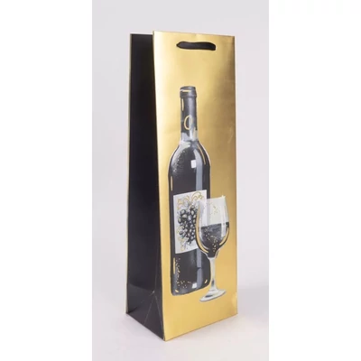 QX-370804 Papírtasak Boros üveg pohárral B 12*36cm