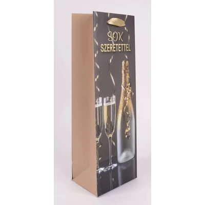 QX-370817 Papírtasak Pezsgős üveg pohárral B 12*36cm