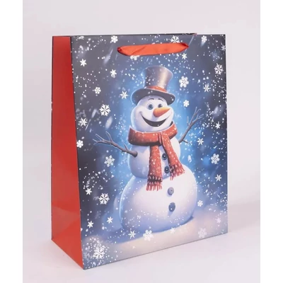 QX-370866 Karácsonyi papírtasak Mosolygós hóember M 18*23cm