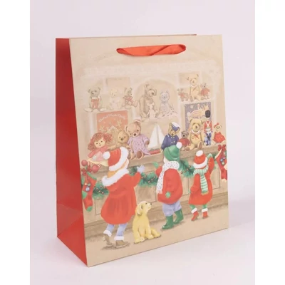 QX-370873 Karácsonyi papírtasak Gyerekek és macik XL 31*42cm