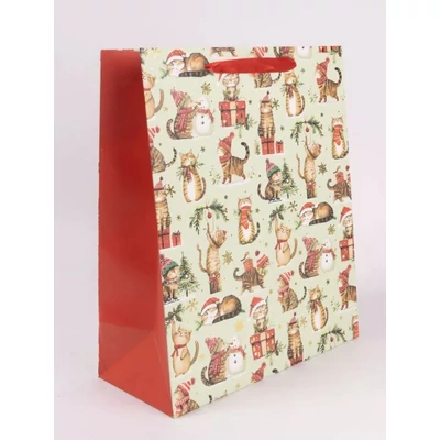 QX-370891 Karácsonyi papírtasak Cicák mikulássapiba XL 31*42cm